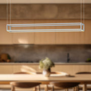 Kuzco Plaza 60in LED Linear Pendant | Modern White Aluminum and White Silicone Diffuser | Kitchen Island & Dining Room | Model LP45560-WH-UNV