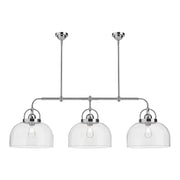 Kuzco Lancaster 55in 3-Light Linear Pendant | Chrome Steel and Clear Glass | Kitchen Island & Dining Room | 55 x 15 x 17.75 in | Model LP461155CH