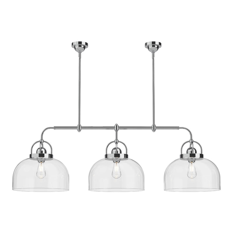 Kuzco Lancaster 55in 3-Light Linear Pendant | Chrome Steel and Clear Glass | Kitchen Island & Dining Room | 55 x 15 x 17.75 in | Model LP461155CH
