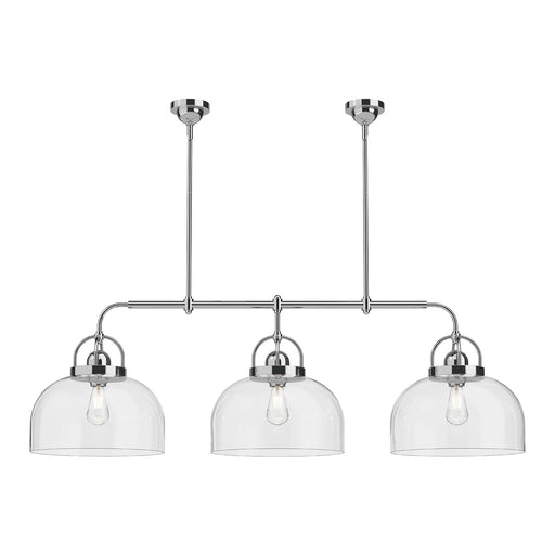 Kuzco Lancaster 55in 3-Light Linear Pendant | Chrome Steel and Clear Glass | Kitchen Island & Dining Room | 55 x 15 x 17.75 in | Model LP461155CH