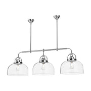 Kuzco Lancaster 55in 3-Light Linear Pendant | Chrome Steel and Clear Glass | Kitchen Island & Dining Room | 55 x 15 x 17.75 in | Model LP461155CH