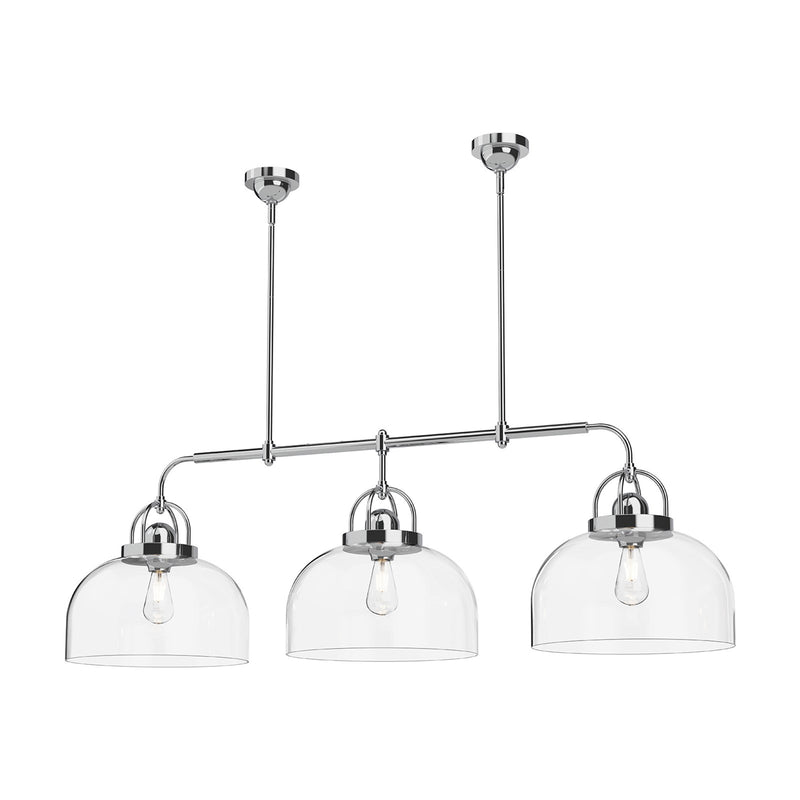 Kuzco Lancaster 55in 3-Light Linear Pendant | Chrome Steel and Clear Glass | Kitchen Island & Dining Room | 55 x 15 x 17.75 in | Model LP461155CH