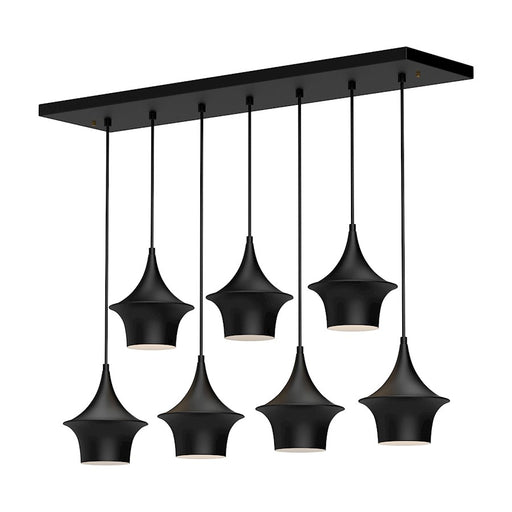 Kuzco Emiko 36in 7-Light Linear Pendant | Minimalist Matte Black Metal | Kitchen Island & Dining Room | 36.12 x 7.12 x 13.75 in | Model LP523036MB