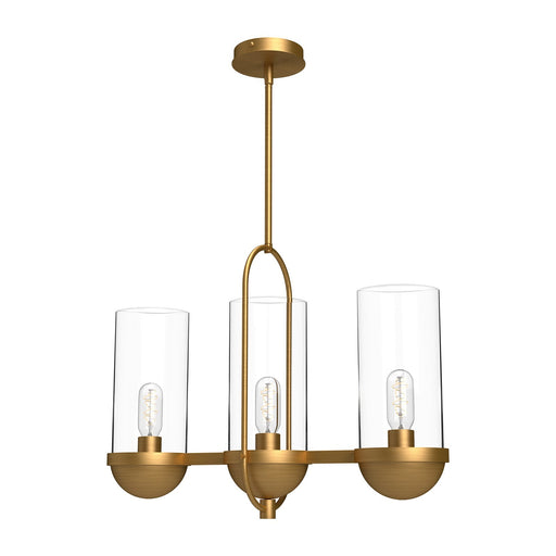 Kuzco Cyrus 24in 3-Light Linear Pendant | Traditional Aged Gold and Clear Glass | Kitchen Island & Dining Room | Model LP539024AGCL