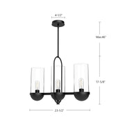 Kuzco Cyrus 24in 3-Light Linear Pendant | Traditional Aged Gold and Clear Glass | Kitchen Island & Dining Room | Model LP539024AGCL