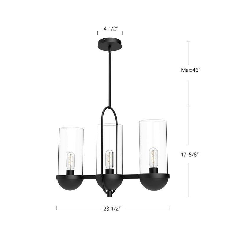 Kuzco Cyrus 24in 3-Light Linear Pendant | Traditional Aged Gold and Clear Glass | Kitchen Island & Dining Room | Model LP539024AGCL