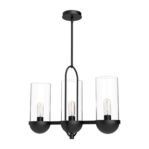 Kuzco Cyrus 24in 3-Light Linear Pendant | Vintage Industrial Matte Black Steel and Clear Glass | Kitchen Island & Dining Room | Model LP539024MBCL