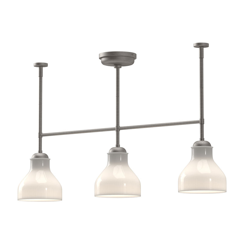 Kuzco Westlake 34in 3-Light Linear Pendant | Brushed Nickel and Glossy Opal Glass | Kitchen Island & Dining Room | Model LP540334BNGO