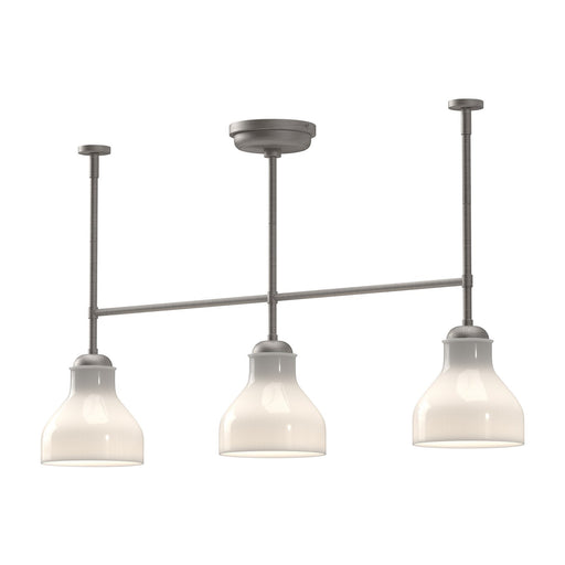 Kuzco Westlake 34in 3-Light Linear Pendant | Brushed Nickel and Glossy Opal Glass | Kitchen Island & Dining Room | Model LP540334BNGO
