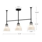 Kuzco Westlake 34in 3-Light Linear Pendant | Brushed Nickel and Glossy Opal Glass | Kitchen Island & Dining Room | Model LP540334BNGO