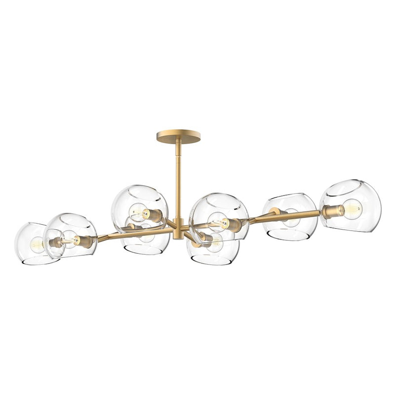 Kuzco Willow 48in 8-Light Linear Pendant | Modern Brushed Gold and Clear Glass | Kitchen Island & Dining Room | 8 x 60W E12 | Model LP548848BGCL