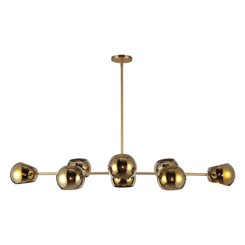 Kuzco Alora Mood Willow 48in 8-Light Linear Pendant | Brushed Gold/Copper Glass and Clear/Copper/Opal/Smoked Glass | Kitchen | Model LP548848BGCP