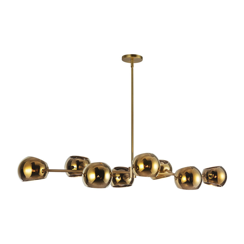 Kuzco Alora Mood Willow 48in 8-Light Linear Pendant | Brushed Gold/Copper Glass and Clear/Copper/Opal/Smoked Glass | Kitchen | Model LP548848BGCP