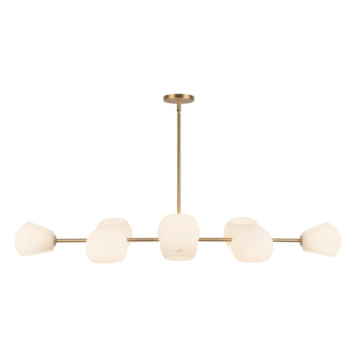 Kuzco Willow 48in 8-Light Linear Pendant | Brushed Gold and Opal Matte Glass | Kitchen Island & Dining Room | 48 x 18 x 7 in | Model LP548848BGOP