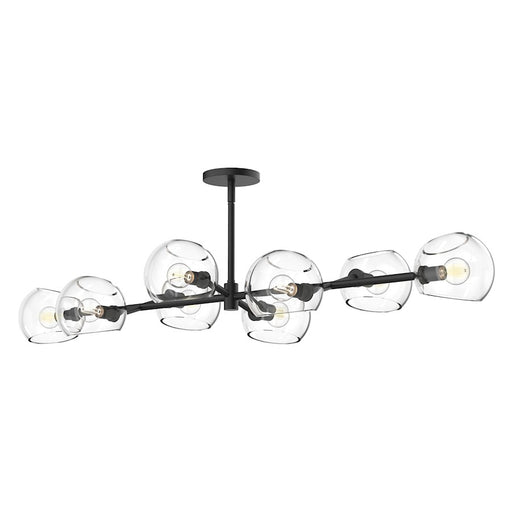Alora Mood Willow 48in 8-Light Linear Pendant | Modern Clear Glass and Matte Black Metal | Kitchen Island & Dining Room | Model LP548848MBCL
