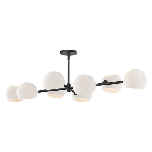 Kuzco Willow 48in 8-Light Linear Pendant | Modern Matte Black Steel and Opal Glass | Kitchen Island & Dining Room | Model LP548848MBOP
