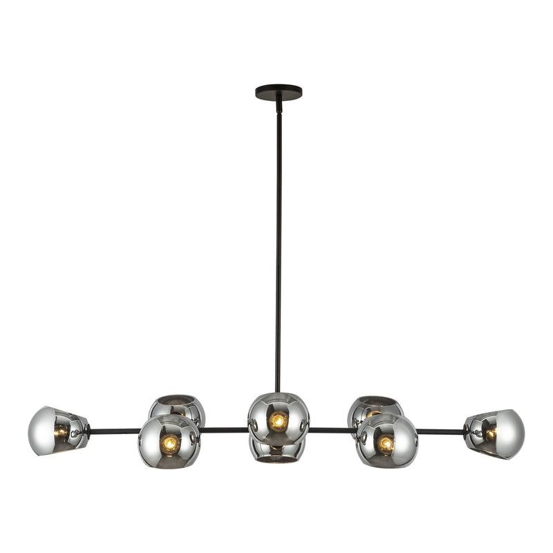 Kuzco Alora Mood Willow 48in 8-Light Linear Pendant | Industrial Matte Black and Smoked Solid Glass | Kitchen Island & Dining | Model LP548848MBSM