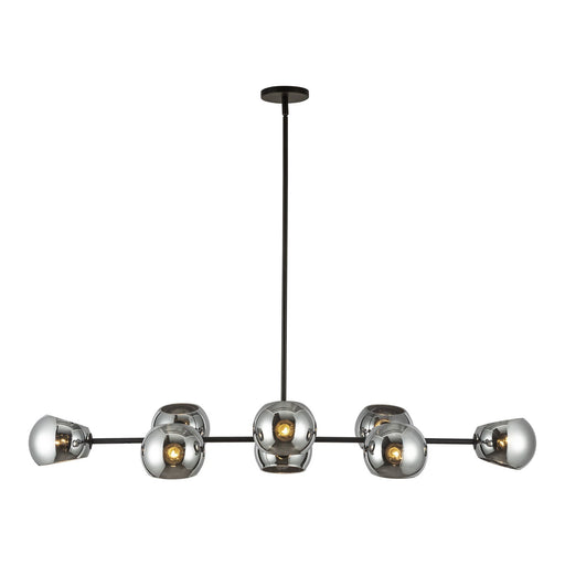 Kuzco Alora Mood Willow 48in 8-Light Linear Pendant | Industrial Matte Black and Smoked Solid Glass | Kitchen Island & Dining | Model LP548848MBSM