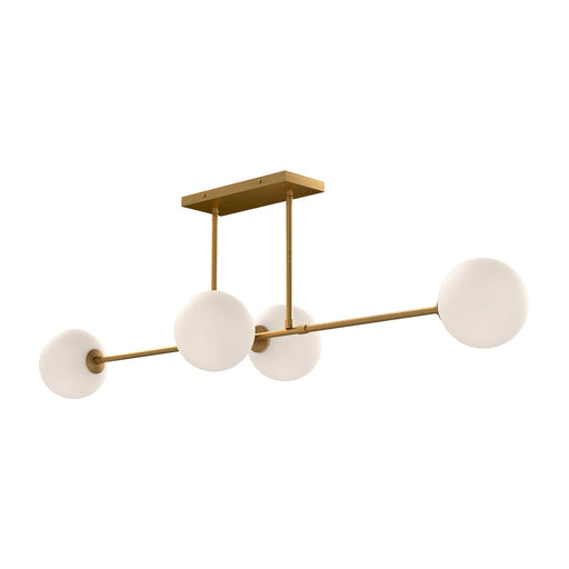 Alora Mood Cassia 48in 4-Light Linear Pendant | Mid-Century Aged Gold and Opal Matte Glass | Kitchen Island & Dining Room | Model LP549448AGOP