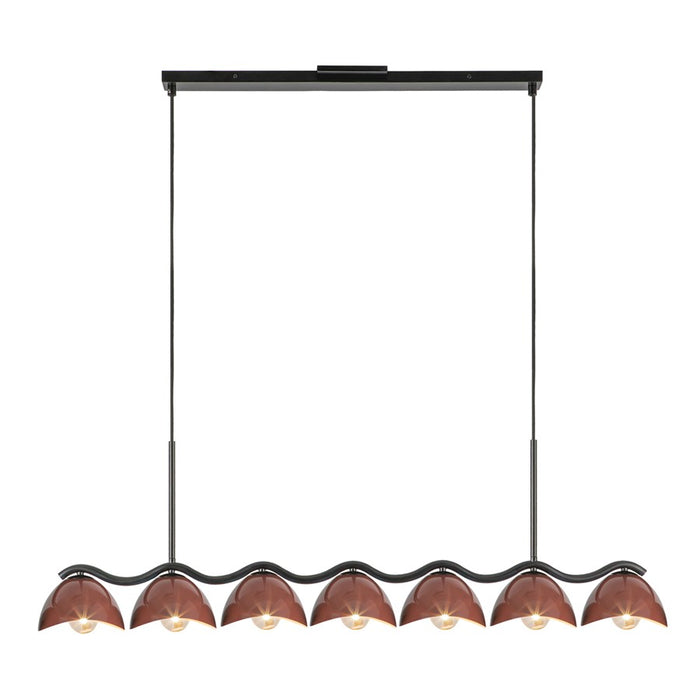 Kuzco Atlas 42" Socket Linear Pendant, Black/Burgundy/Steel
