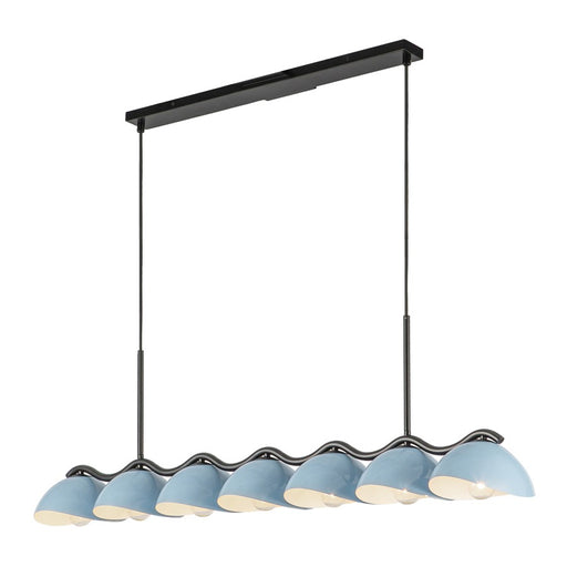 Kuzco Atlas 42" Socket Linear Pendant, Black/Cerulean/Steel - LP57642-BK-CER