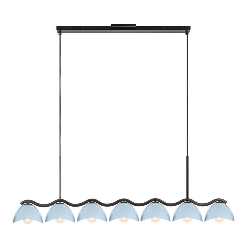 Kuzco Atlas 42" Socket Linear Pendant, Black/Cerulean/Steel