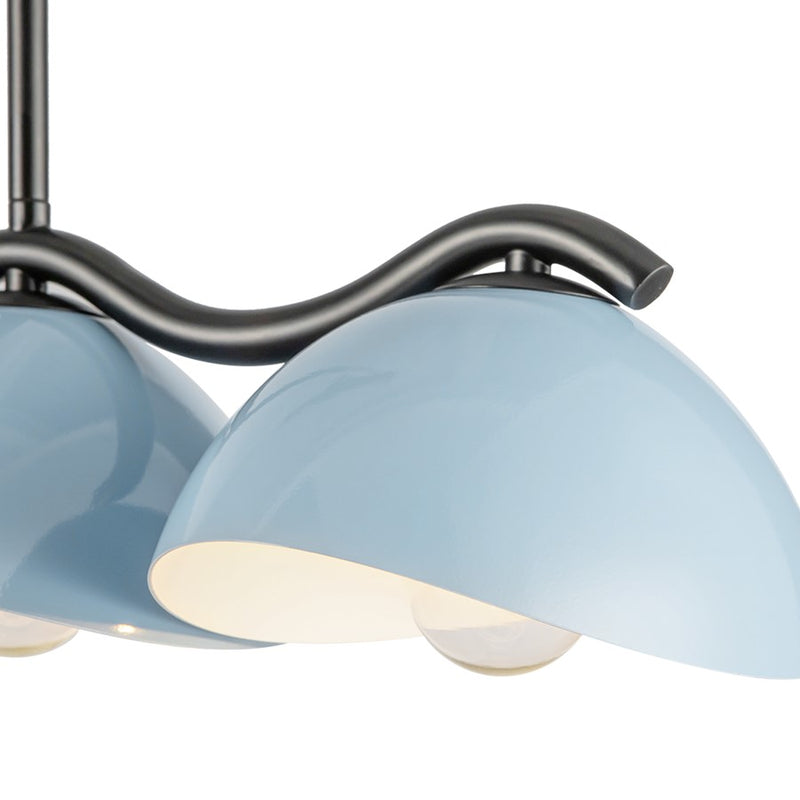 Kuzco Atlas 42" Socket Linear Pendant, Black/Cerulean/Steel