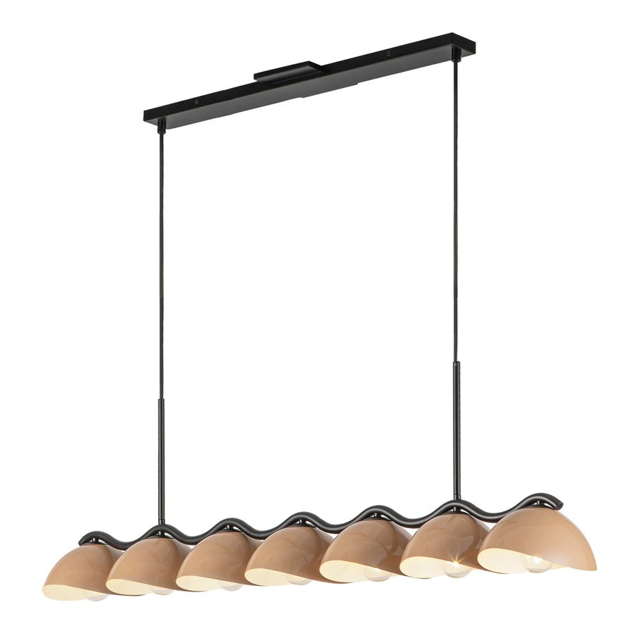 Kuzco Atlas 42" Socket Linear Pendant, Black/Peach/Steel Shade - LP57642-BK-PEC