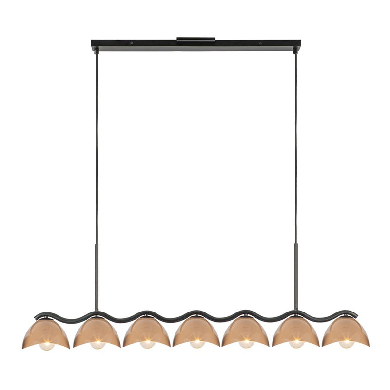 Kuzco Atlas 42" Socket Linear Pendant, Black/Peach/Steel Shade