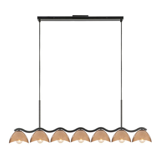 Kuzco Atlas 42" Socket Linear Pendant, Black/Peach/Steel Shade