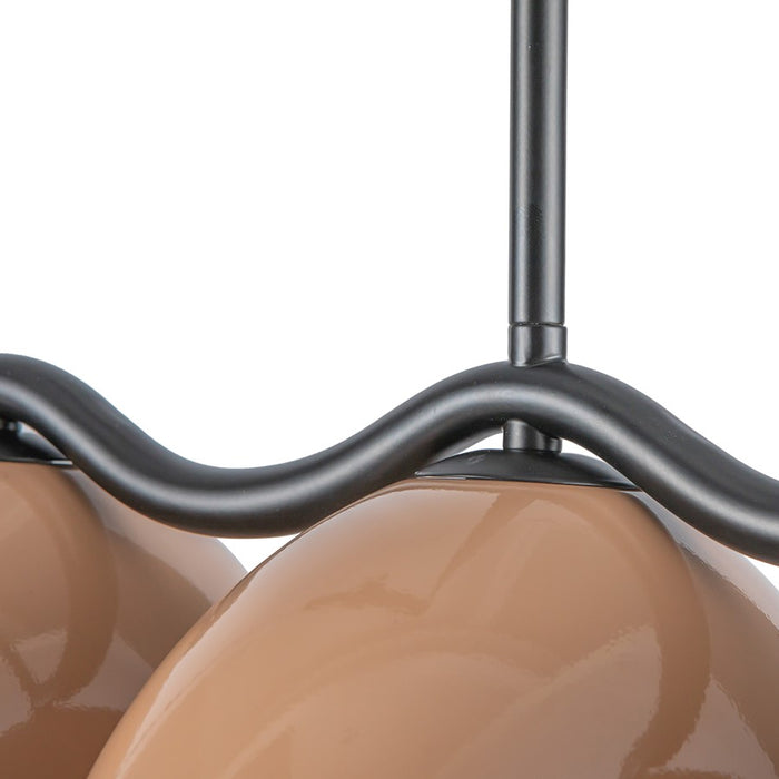 Kuzco Atlas 42" Socket Linear Pendant, Black/Peach/Steel Shade