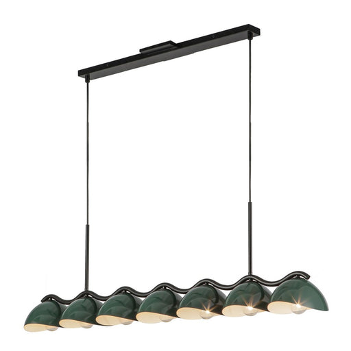 Kuzco Atlas 42" Socket Linear Pendant, Black/Pine Green/Steel - LP57642-BK-PGN