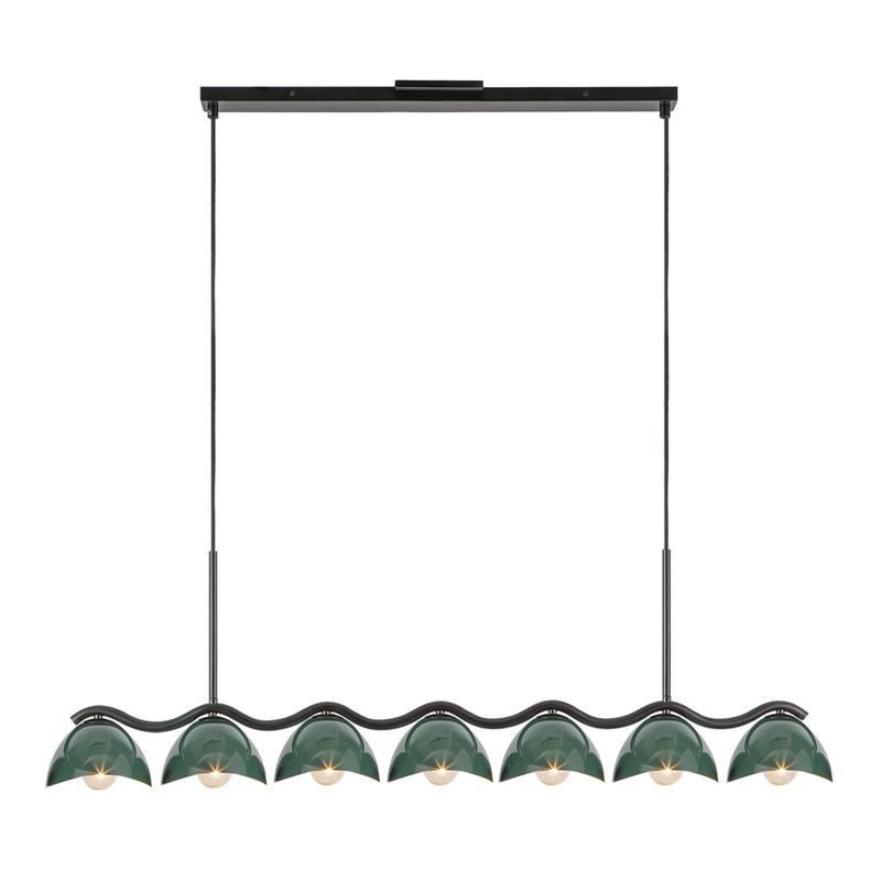 Kuzco Atlas 42" Socket Linear Pendant, Black/Pine Green/Steel