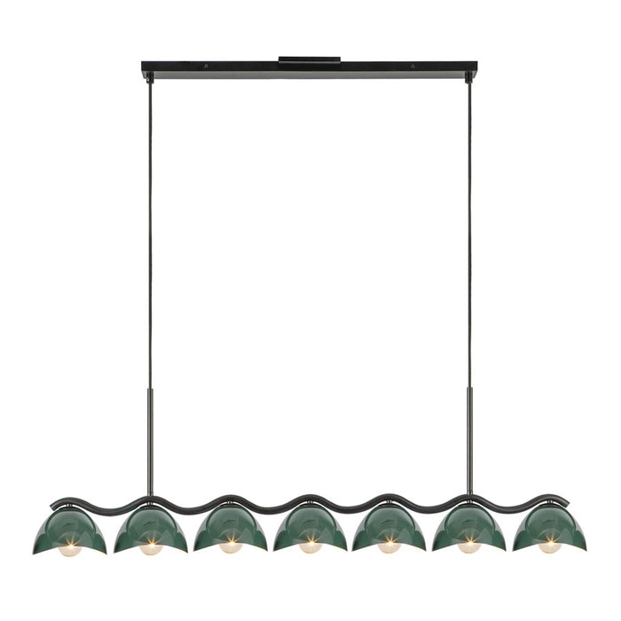 Kuzco Atlas 42" Socket Linear Pendant, Black/Pine Green/Steel