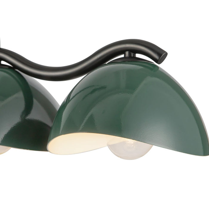 Kuzco Atlas 42" Socket Linear Pendant, Black/Pine Green/Steel