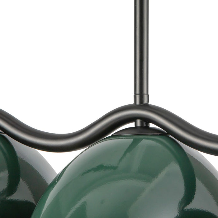 Kuzco Atlas 42" Socket Linear Pendant, Black/Pine Green/Steel