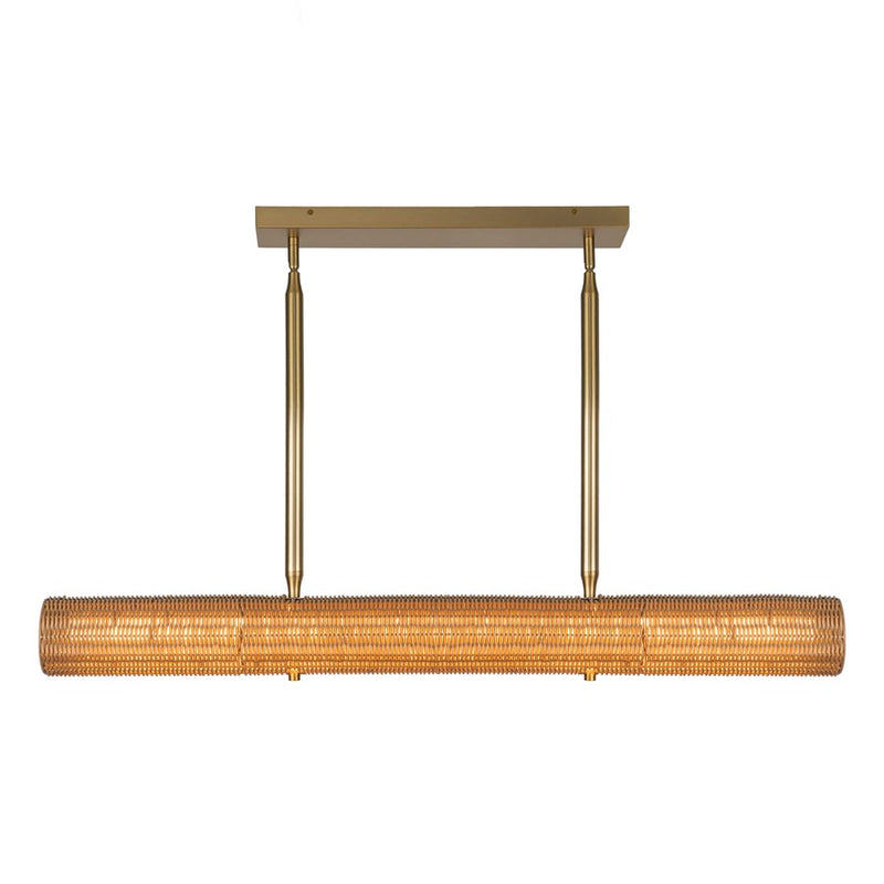 Kuzco Maris 42" LED Linear Pendant, Brushed Gold/Rattan Shade - LP602042BG-UNV