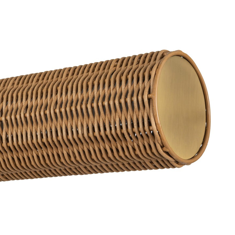Kuzco Maris 42" LED Linear Pendant, Brushed Gold/Rattan Shade