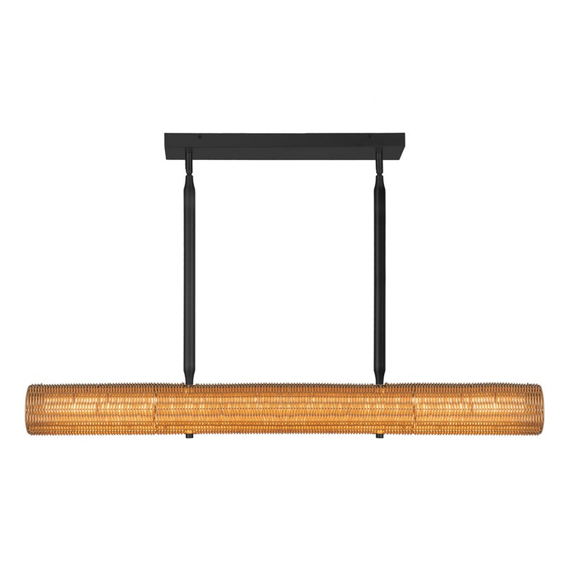 Kuzco Maris 42" LED Linear Pendant, Matte Black/Rattan Shade - LP602042MB-UNV