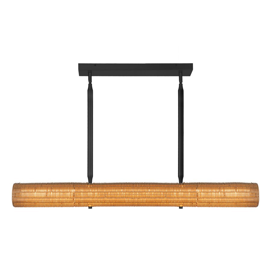 Kuzco Maris 42" LED Linear Pendant, Matte Black/Rattan Shade - LP602042MB-UNV