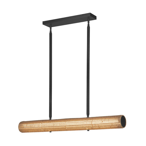 Kuzco Maris 42" LED Linear Pendant, Matte Black/Rattan Shade