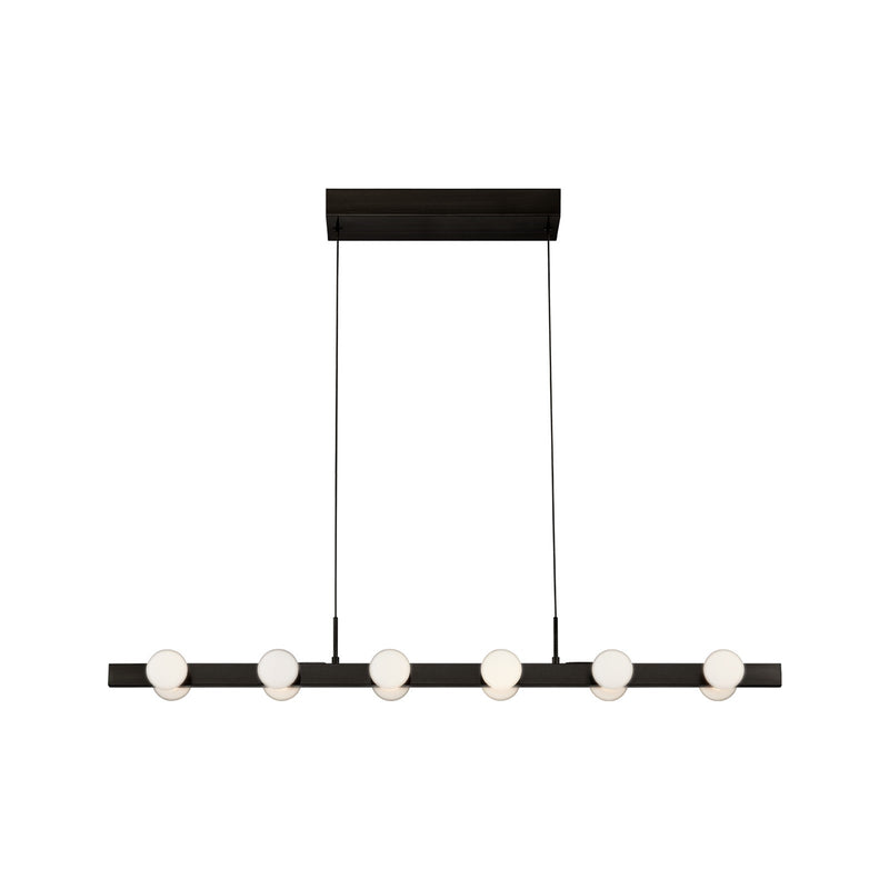 Kuzco Rezz 36in 1-Light LED Linear Pendant | Modern Black and Opal Glass | Kitchen Island & Dining Room | 36 x 4.38 x 4 in | Model LP63436-BK