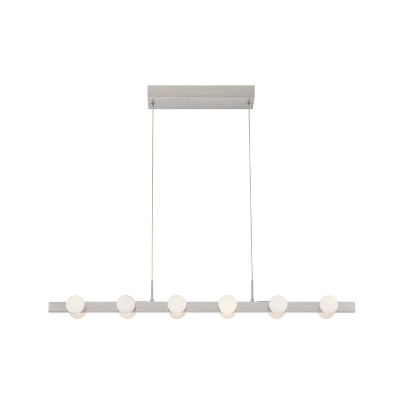 Kuzco Rezz 36in 1-Light LED Linear Pendant | Modern Brushed Nickel and Opal Glass | Kitchen Island & Dining Room | 36 x 4.38 x 4 in | Model LP63436-BN