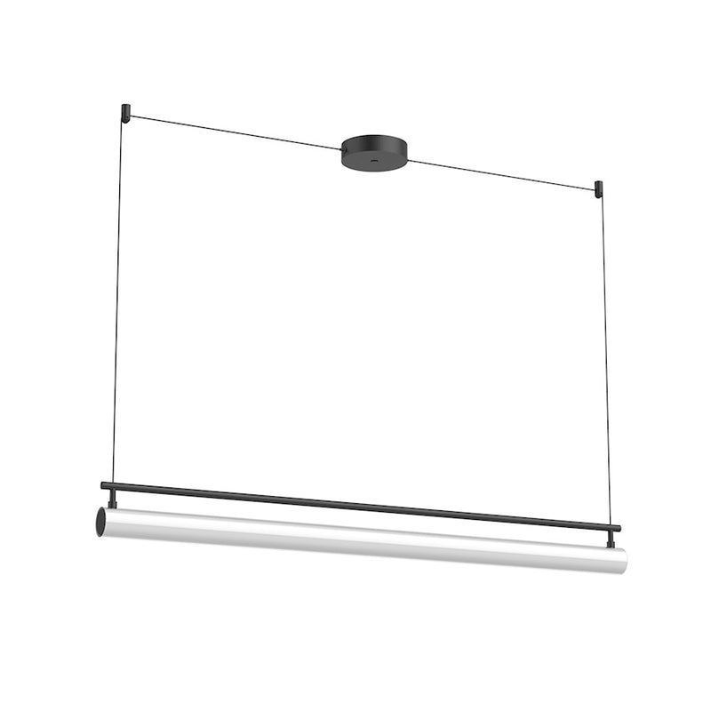 Kuzco Gramercy 48in 1-Light LED Linear Pendant | Modern Black Aluminum and Frosted Glass | Kitchen Island & Dining Room | Model LP70148-BK