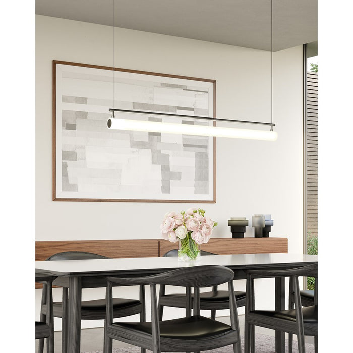 Kuzco Gramercy 48" LED Linear Pendant, Black/Frosted Glass