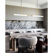 Kuzco Vesper 73in LED Linear Pendant | Industrial Brushed Gold and Frosted Acrylic | Kitchen Island & Dining Room | Model LP73073-BG