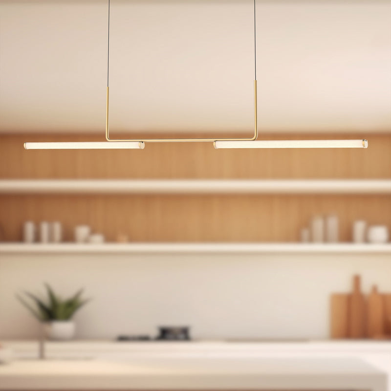 Kuzco Vesper 73in LED Linear Pendant | Industrial Brushed Gold and Frosted Acrylic | Kitchen Island & Dining Room | Model LP73073-BG