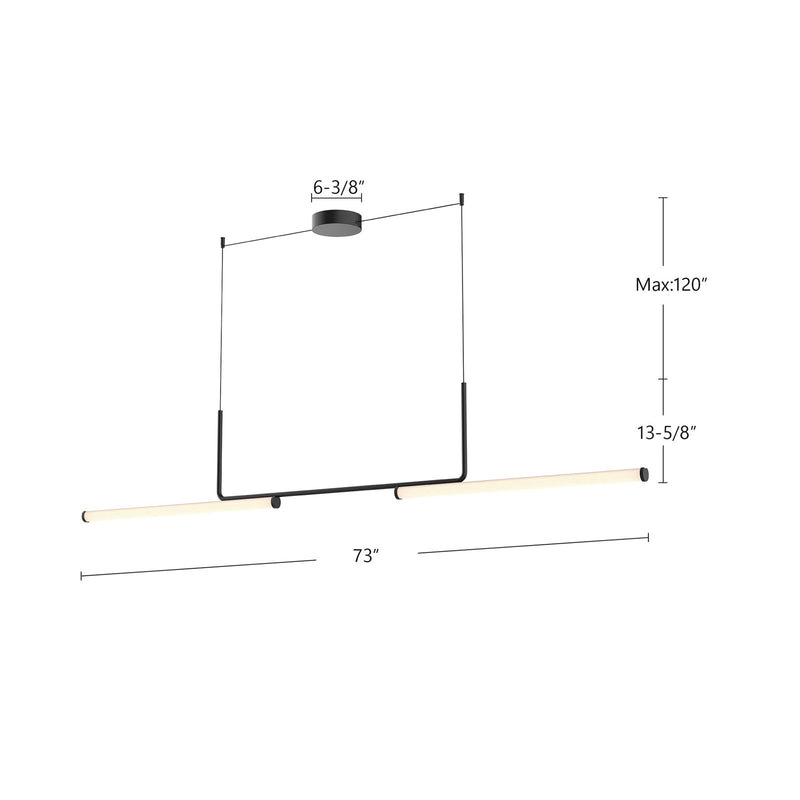 Kuzco Vesper 73in LED Linear Pendant | Industrial Brushed Gold and Frosted Acrylic | Kitchen Island & Dining Room | Model LP73073-BG