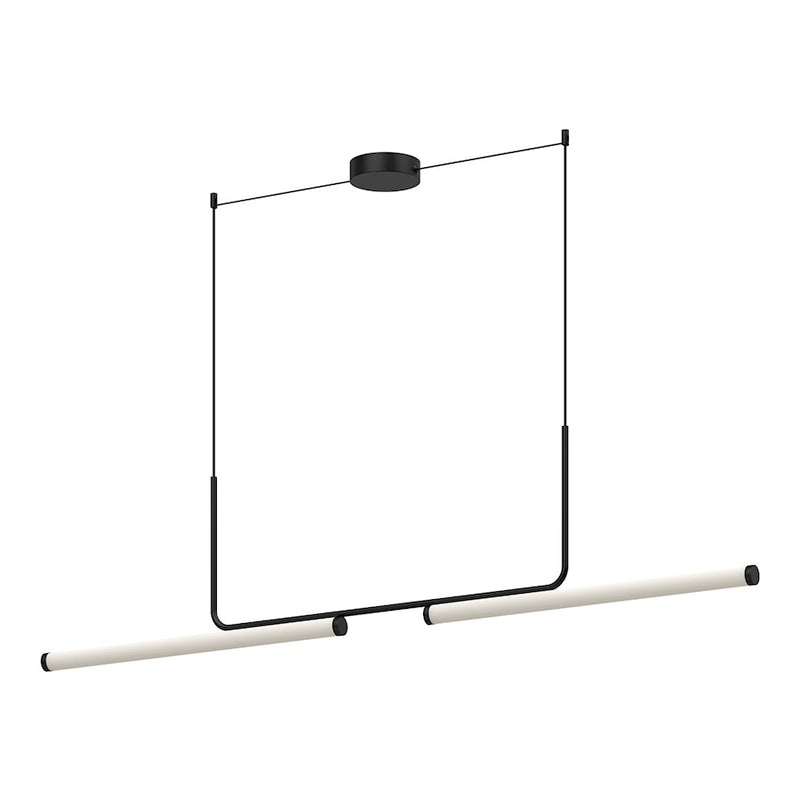 Kuzco Vesper 73in 1-Light LED Linear Pendant | Industrial Black Aluminum and Frosted Acrylic | Kitchen Island & Dining Table | Model LP73073-BK