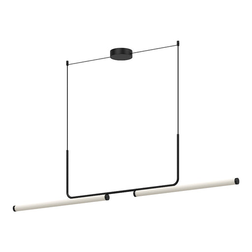 Kuzco Vesper 73in 1-Light LED Linear Pendant | Industrial Black Aluminum and Frosted Acrylic | Kitchen Island & Dining Table | Model LP73073-BK